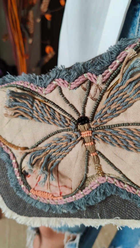 Sling Grey Butterfly Handcrafted Embroidery Bag