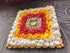 Square Yellow Red Pearl Diya Rangoli - Accessory