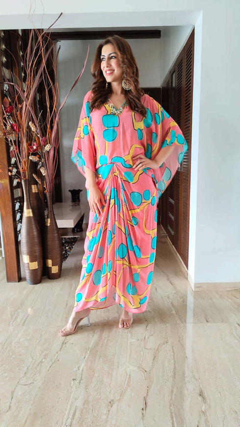 Summer Pink Drape Skirt Set