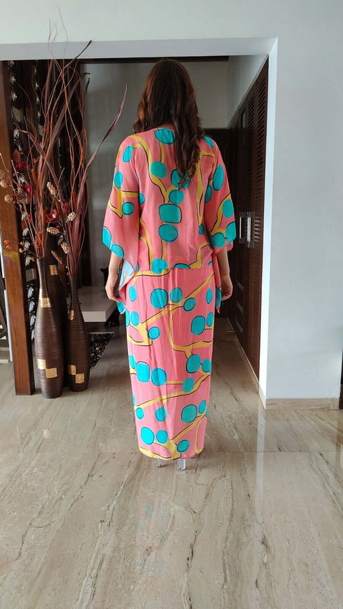 Summer Pink Drape Skirt Set