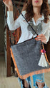 Sun Grey Jute Banjara Handcrafted Embroidery Tote Bag