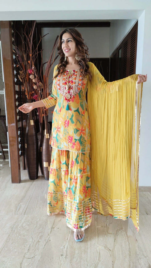 Sunny Yellow Sharara Set