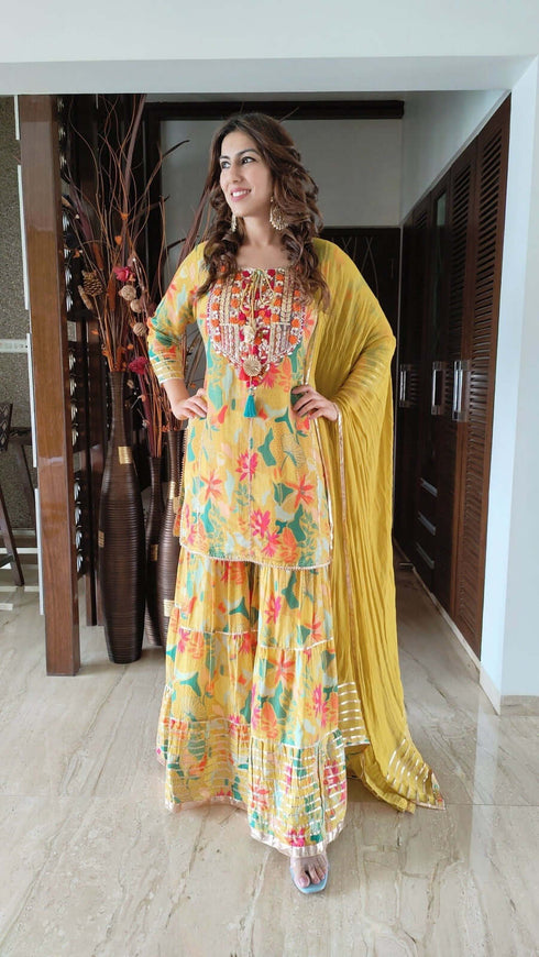 Sunny Yellow Sharara Set
