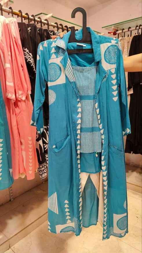 Three Piece Blue Cargo Coord Set