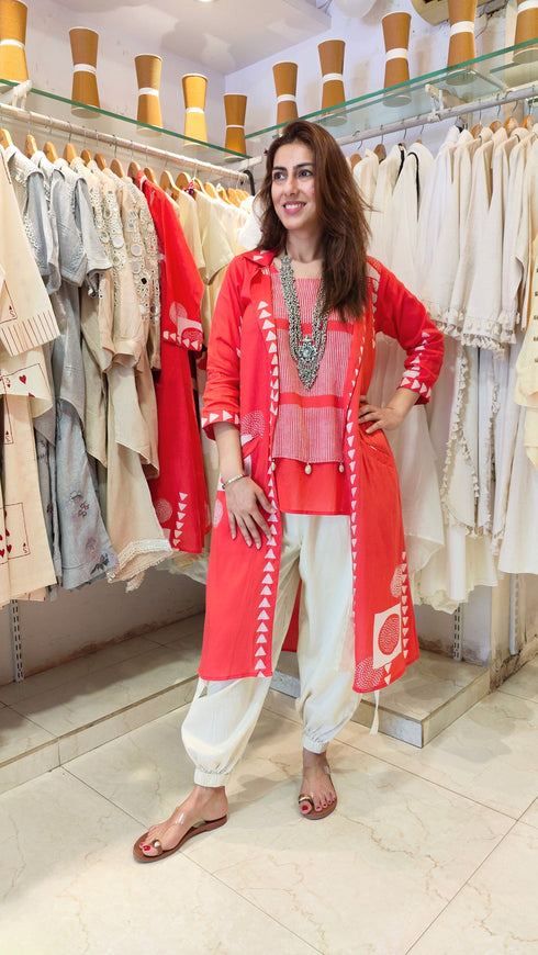 Three Piece Red Cargo Coord Set