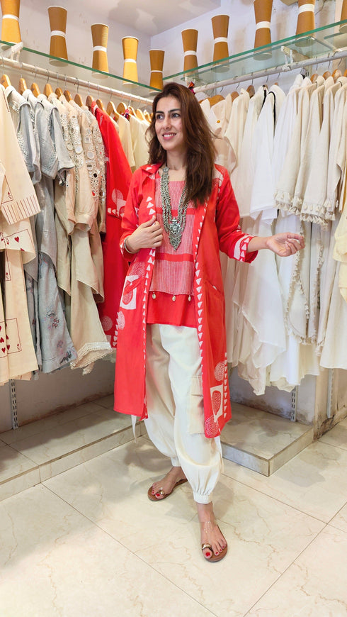 Three Piece Red Cargo Coord Set