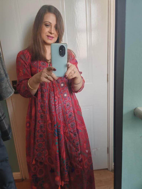 Tomato Red Butterfly Coord Set