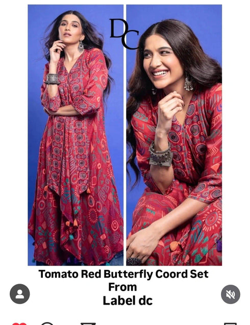 Tomato Red Butterfly Coord Set