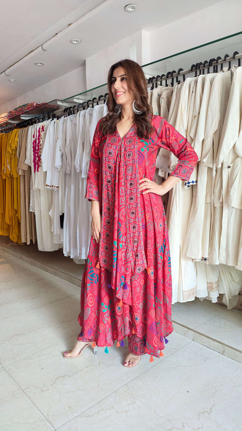 Tomato Red Butterfly Coord Set