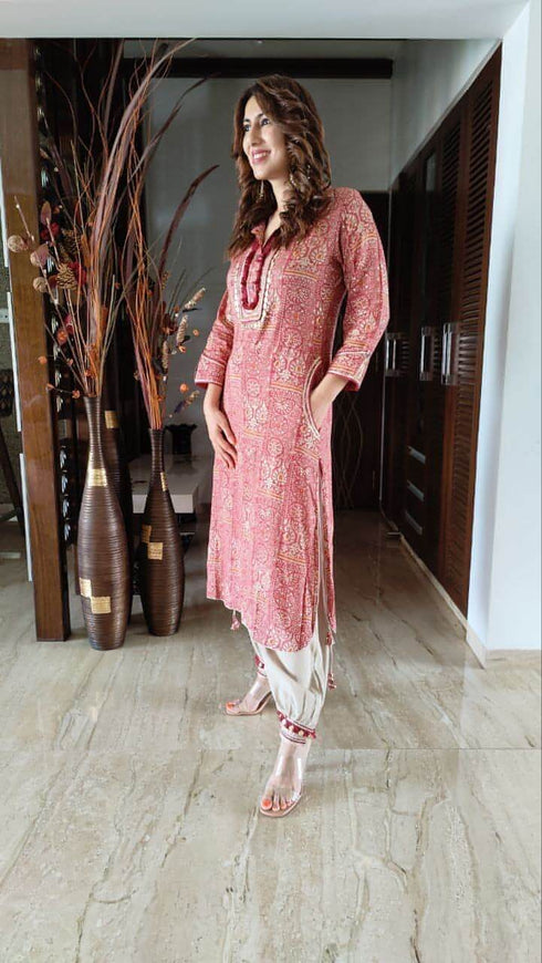 Tomato Red Coin Pathani Set