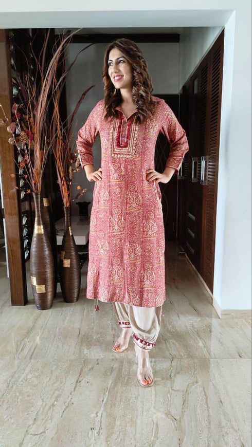 Tomato Red Coin Pathani Set