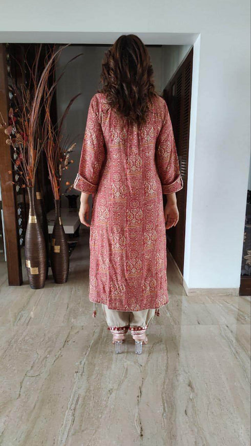 Tomato Red Coin Pathani Set