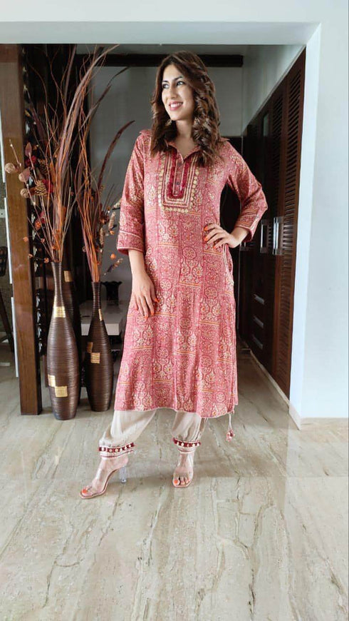 Tomato Red Coin Pathani Set