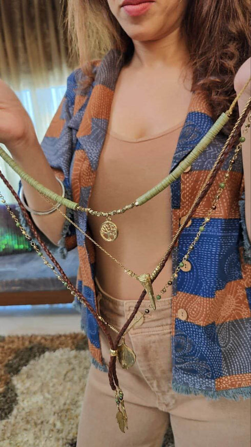 Tree Of Life Green Brown Multi Layer Necklace