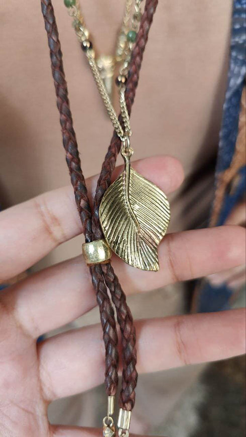 Tree Of Life Green Brown Multi Layer Necklace