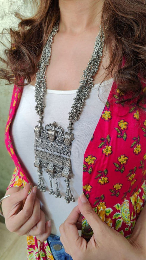 Tribal Long Oxidised Necklace for Women