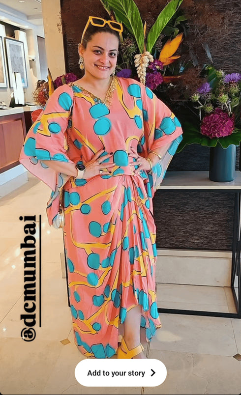 Tropical Pink Dress with Belt