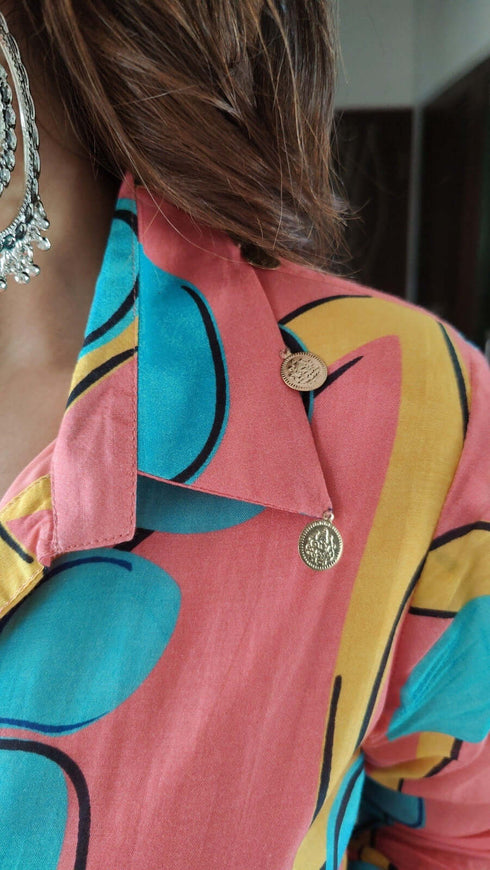 Tropical Pink Dress with Belt