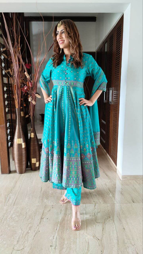 Turquoise Blue Anarkali Set