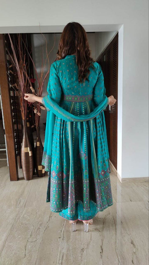 Turquoise Blue Anarkali Set