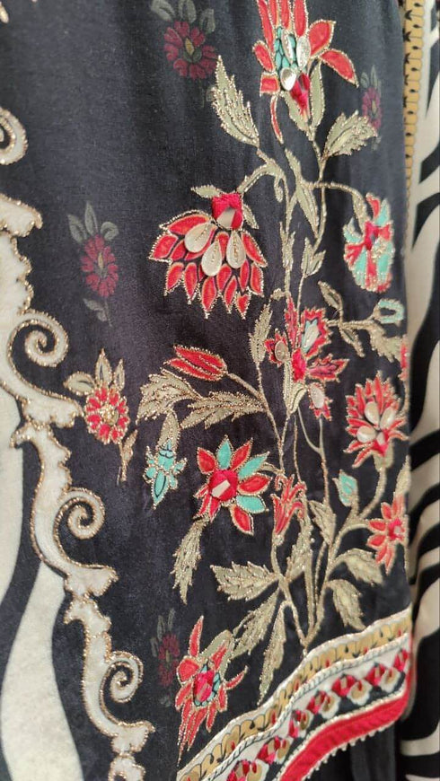 Two Piece Black Skirt Sharara Set