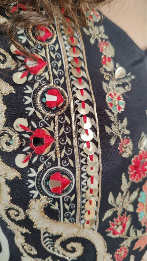 Two Piece Black Skirt Sharara Set