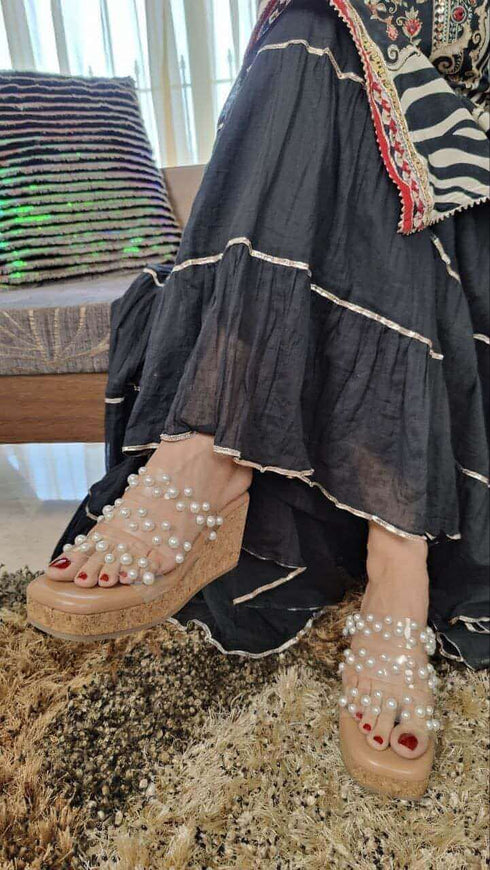 Two Piece Black Skirt Sharara Set