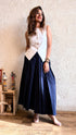 White Blue Blazer Skirt Set