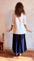 White Blue Blazer Skirt Set