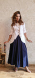 White Blue Blazer Skirt Set