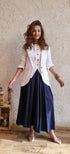 White Blue Blazer Skirt Set