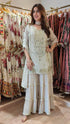 Champagne Grey Mirror Embroidered Sharara Set