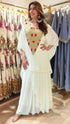 Kareena Ivory White Kaftan Top With Drape Skirt