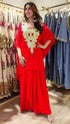 Kareena Sindoor Red Kaftan Top With Drape Skirt