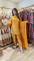 Mustard Chikan Set With Duppatta