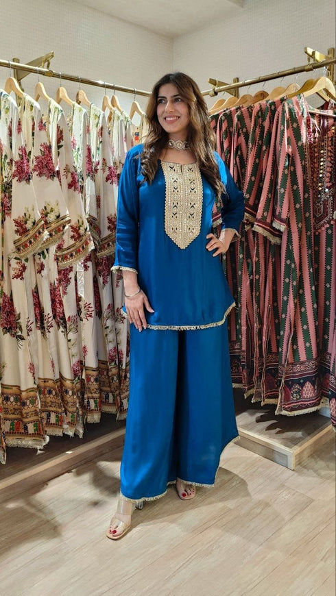 Punjabi Blue Kurta Pant Set