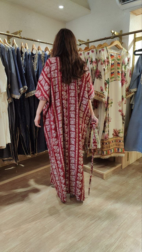 Red Kaftan With Belt