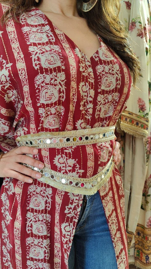 Red Kaftan With Belt