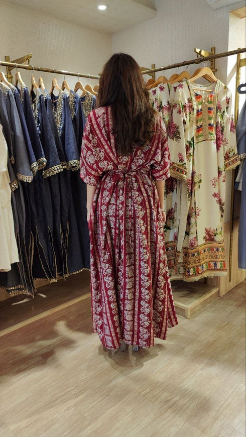 Red Kaftan With Belt