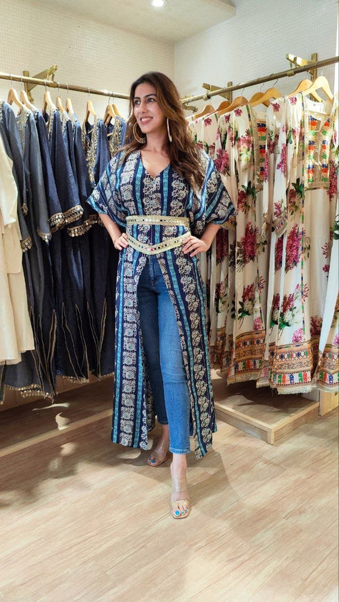 Blue Kaftan With Belt