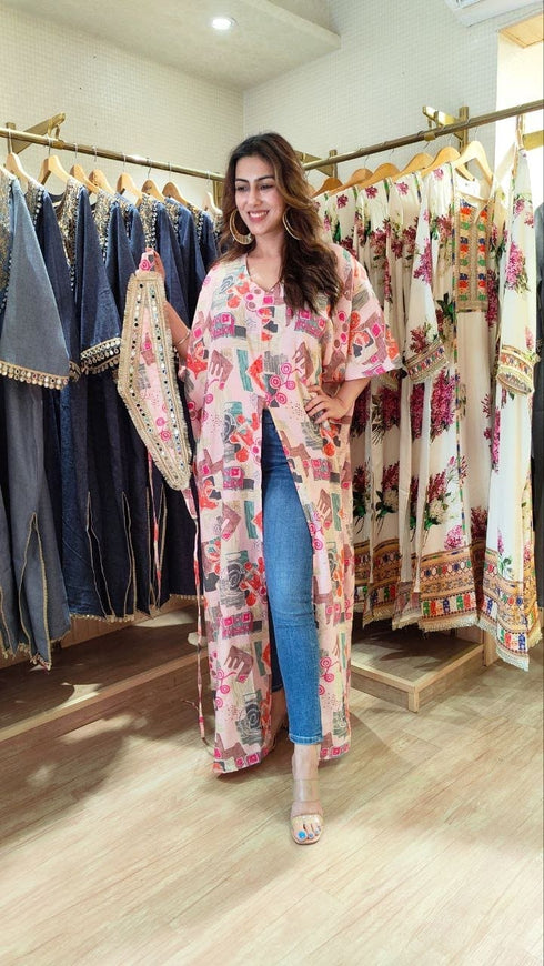 Pink Kaftan With Belt