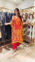 Red Orange Kaftan With Pants