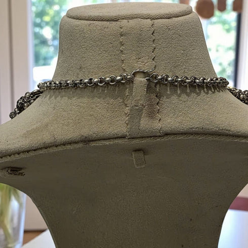 Oxidised Statement Choker Necklace with Red Stones