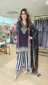 Black And White Striped Sharara Set