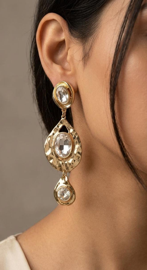 Golden Teardrop Statement Earrings