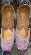Pink Embroidered Pure Leather Juttis