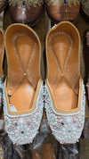 Pearl & Mirror Work Embroidered Pure Leather Juttis