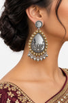 Lotus Mirror Oxidized Earrings