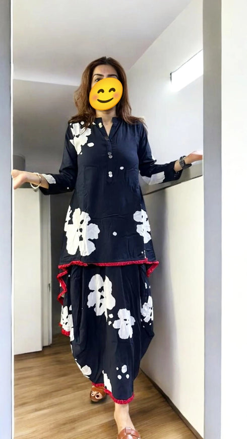 Black Dhoti Skirt Dress