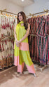 Green Pink Organza Duppatta Farshi Set